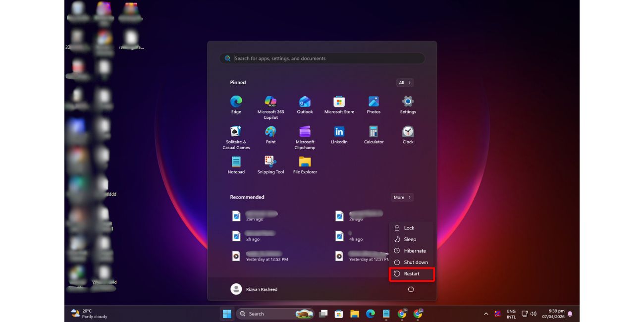 Restart your Lenovo laptop