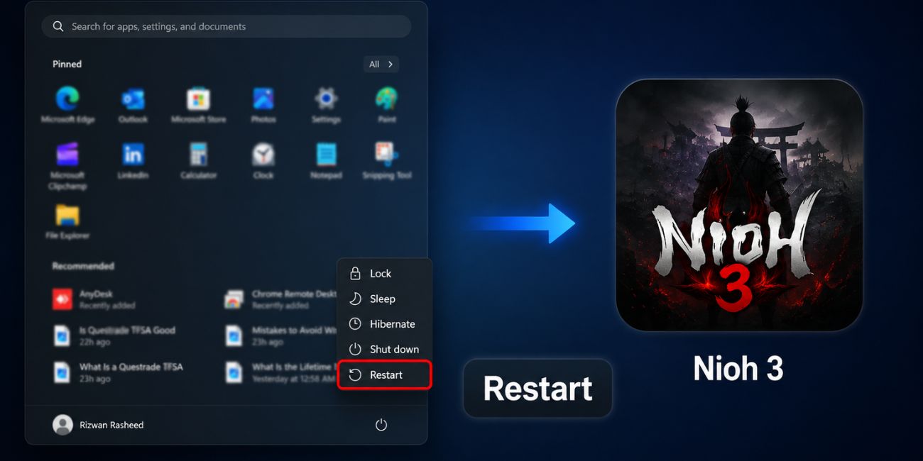 Restart your computer and open Nioh 3 once again