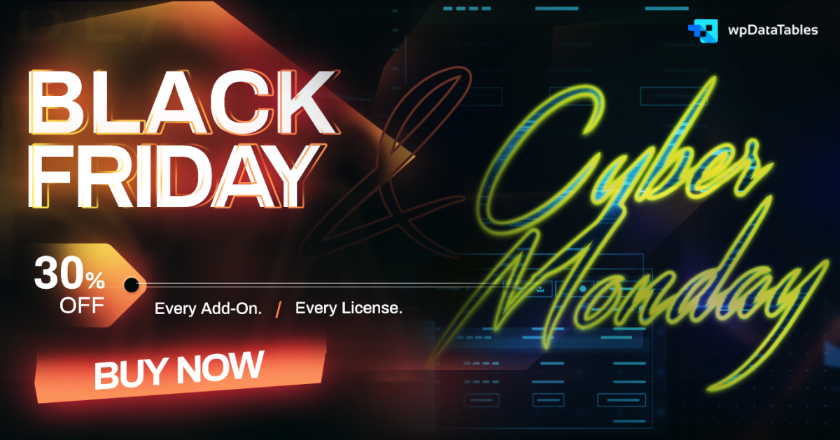 wpDataTables Black Friday Deal wpDataTables