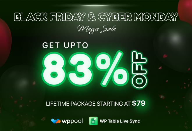 Sheets to WP Table Live Sync Black Friday Deal Sheets to WP Table Live Sync