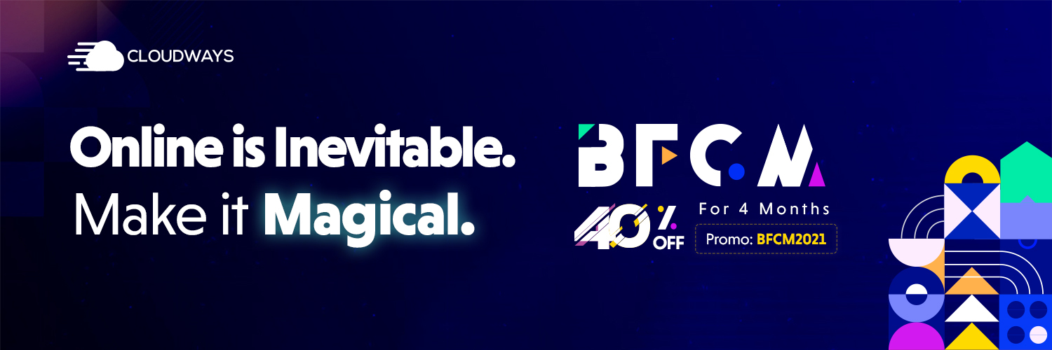 Cloudways - 40% OFF On All Web Hosting Plans Black Friday Deal Cloudways - 40% OFF On All Web Hosting Plans